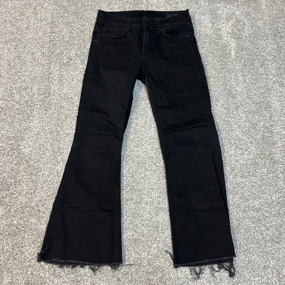All Saint Women's Black Frayed Hem Heidi Jeans